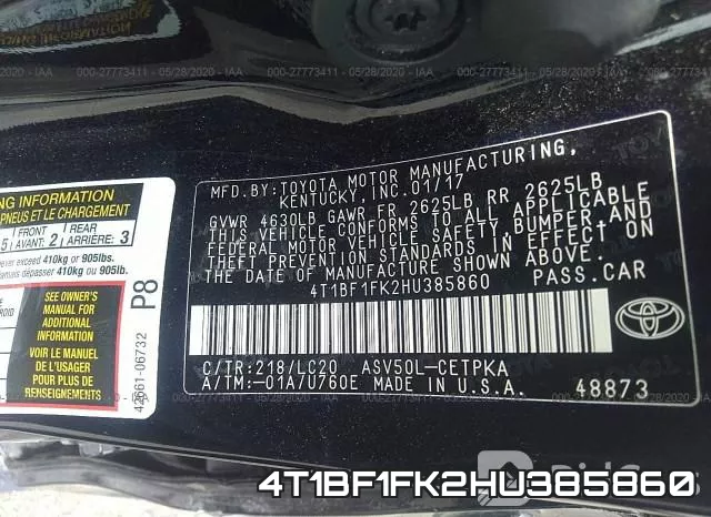 4T1BF1FK2HU385860 фото 10