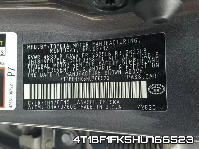 4T1BF1FK5HU766523 фото 2