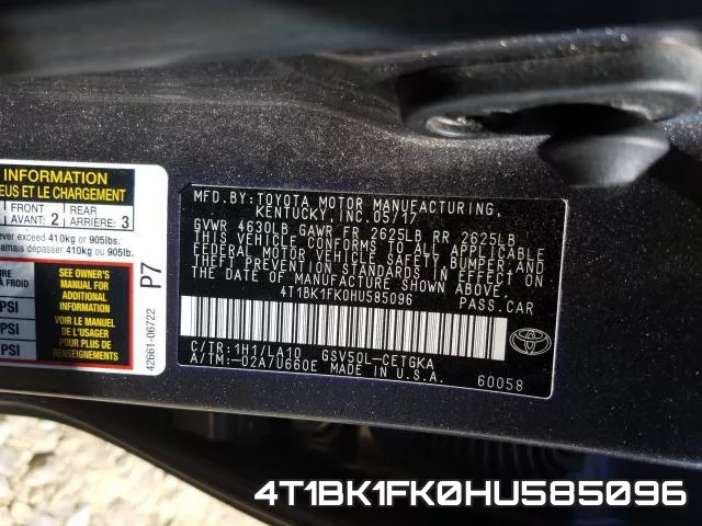 4T1BK1FK0HU585096 фото 2