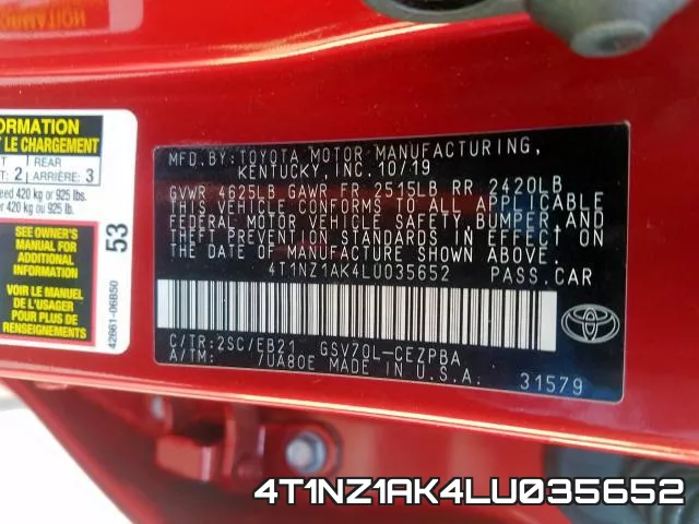 4T1NZ1AK4LU035652 фото 2