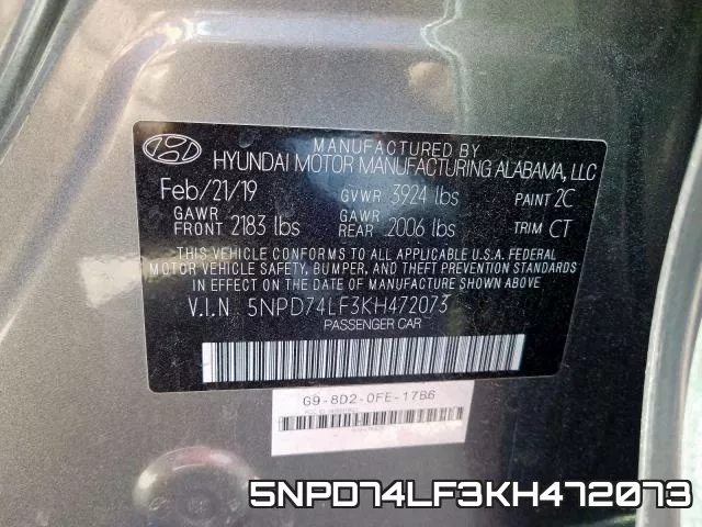 5NPD74LF3KH472073 фото 2