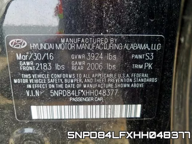 5NPD84LFXHH048377 фото 2