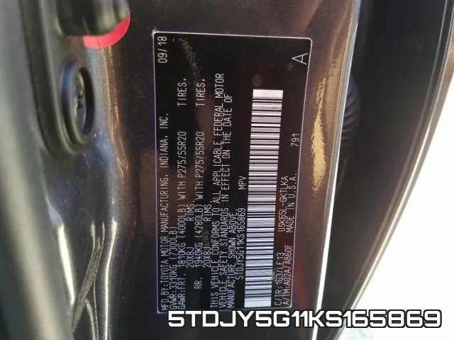 5TDJY5G11KS165869 фото 2