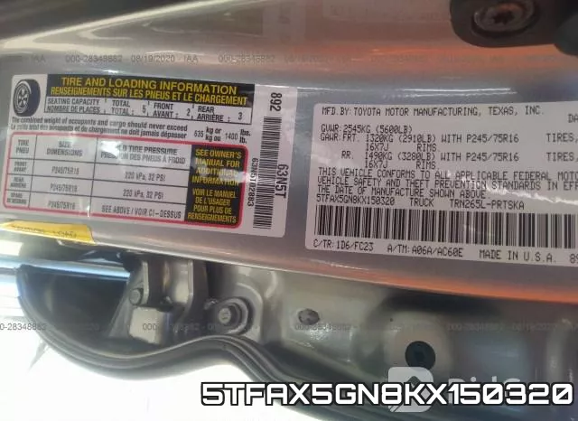 5TFAX5GN8KX150320 фото 10