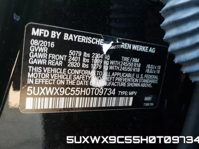 5UXWX9C55H0T09734 фото 2
