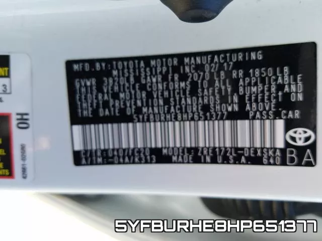 5YFBURHE8HP651377 фото 2