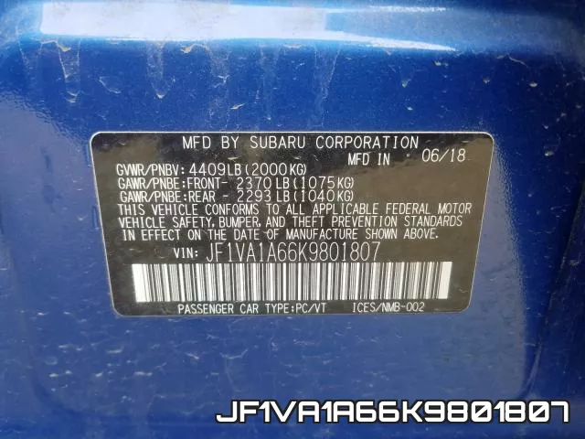JF1VA1A66K9801807 фото 2