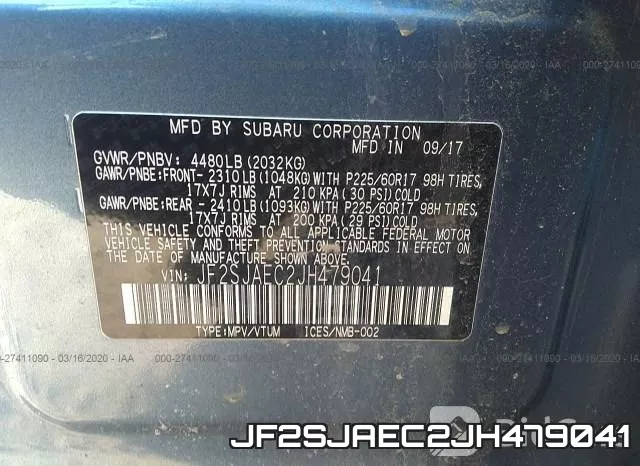 JF2SJAEC2JH479041 фото 10