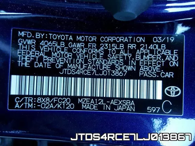 JTDS4RCE7LJ013867 фото 2
