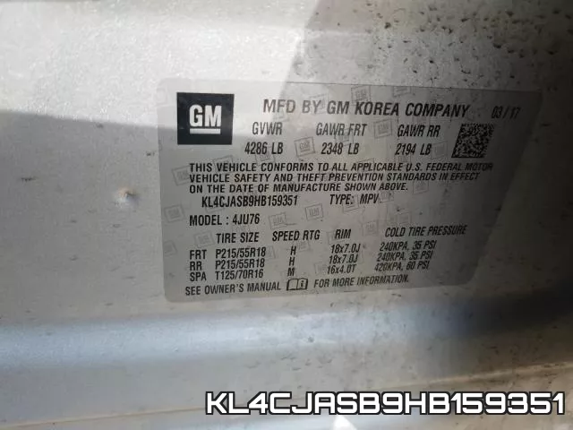 KL4CJASB9HB159351 фото 2