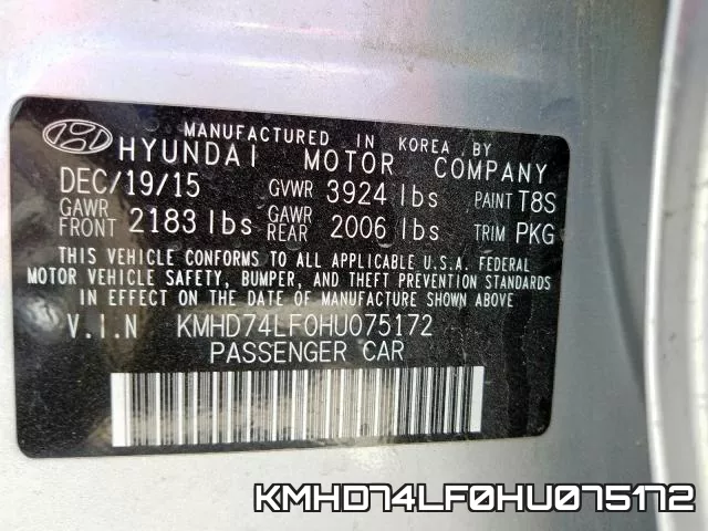 KMHD74LF0HU075172 фото 2