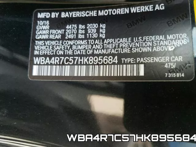 WBA4R7C57HK895684 фото 2