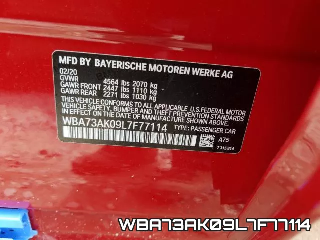 WBA73AK09L7F77114 фото 2