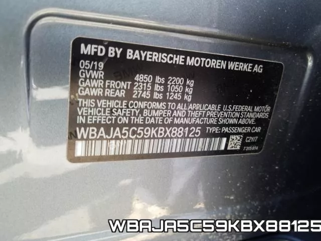 WBAJA5C59KBX88125 фото 2