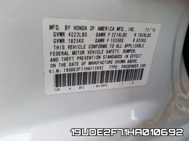 19UDE2F71HA010692 фото 2
