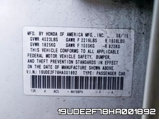 19UDE2F78HA001892 фото 2