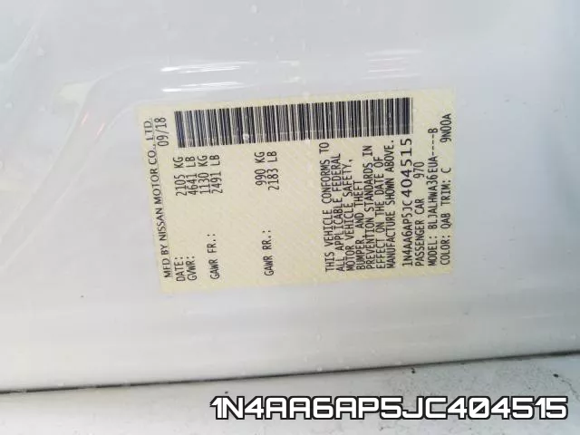 1N4AA6AP5JC404515 фото 2