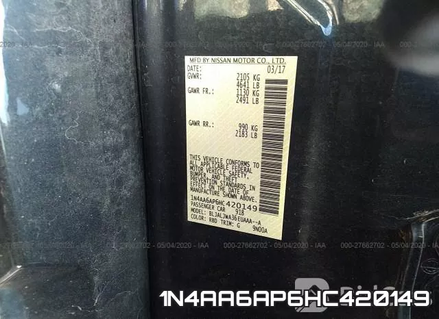 1N4AA6AP6HC420149 фото 10