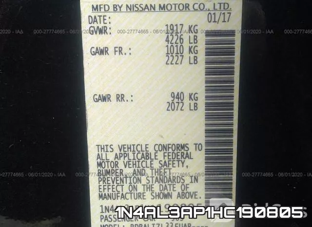 1N4AL3AP1HC190805 фото 10