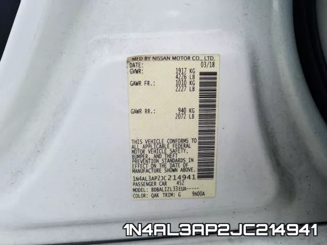 1N4AL3AP2JC214941 фото 2
