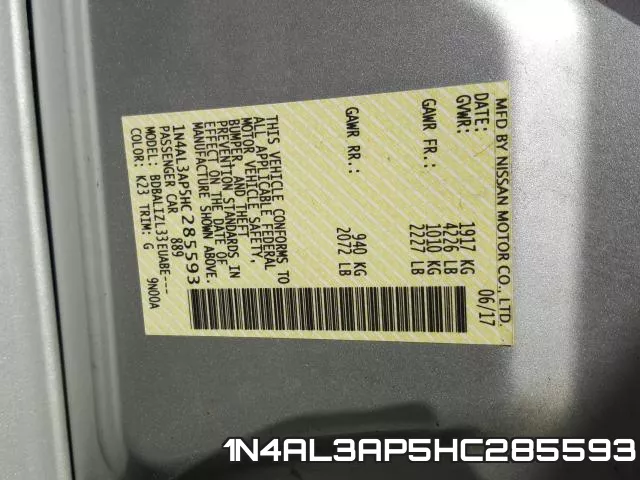 1N4AL3AP5HC285593 фото 2