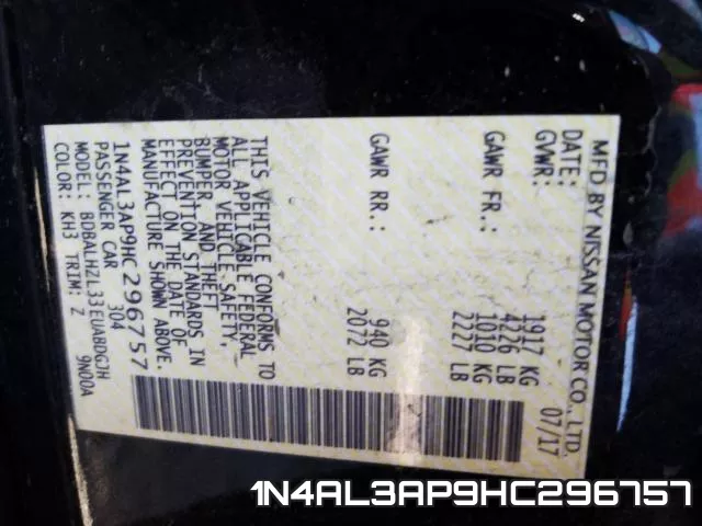 1N4AL3AP9HC296757 фото 2
