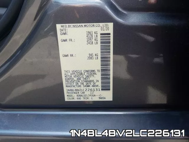 1N4BL4BV2LC226131 фото 2