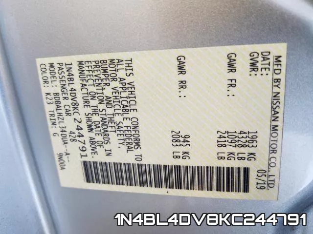 1N4BL4DV8KC244791 фото 2