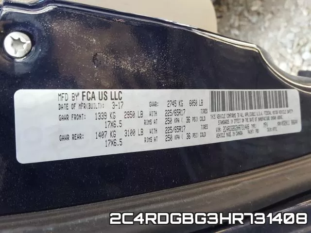 2C4RDGBG3HR731408 фото 2