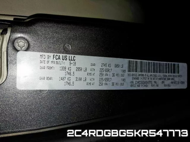 2C4RDGBG5KR547773 фото 2