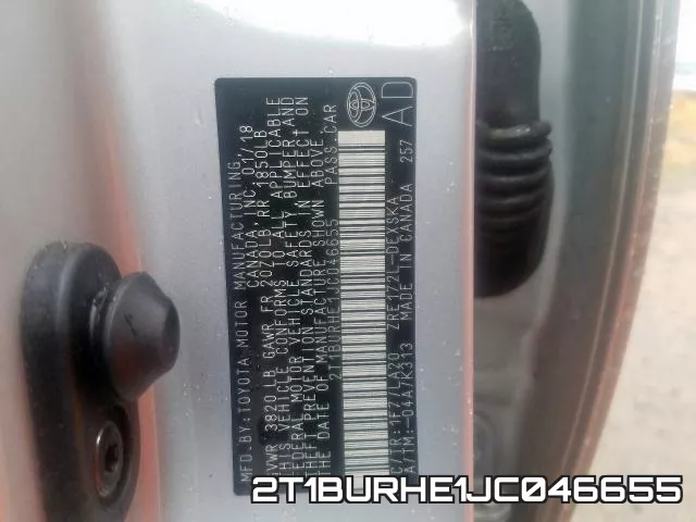 2T1BURHE1JC046655 фото 2