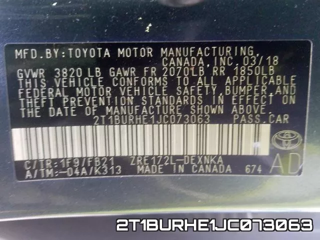 2T1BURHE1JC073063 фото 2