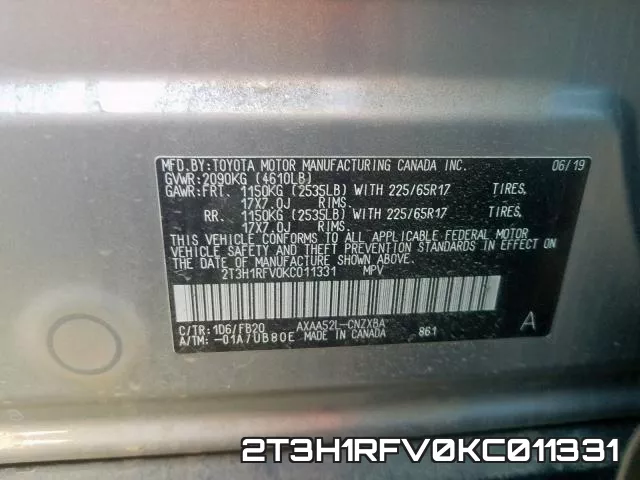 2T3H1RFV0KC011331 фото 2