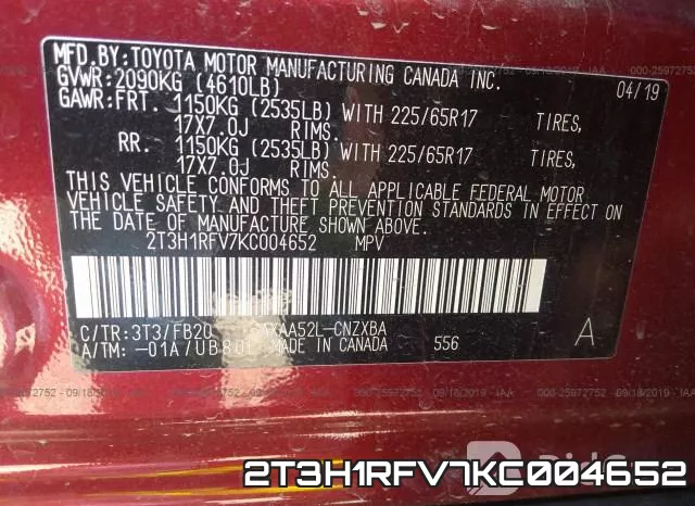 2T3H1RFV7KC004652 фото 10