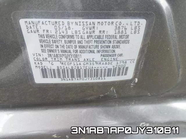 3N1AB7AP0JY310811 фото 2