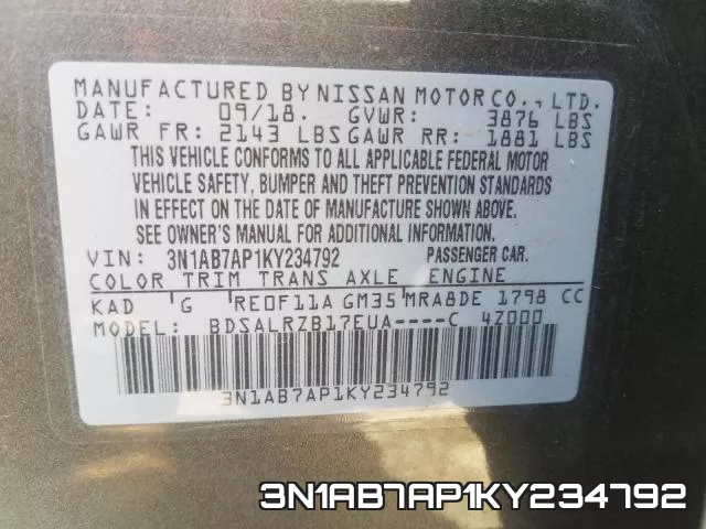 3N1AB7AP1KY234792 фото 2