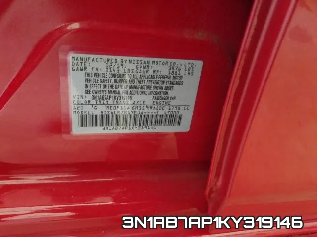 3N1AB7AP1KY319146 фото 2