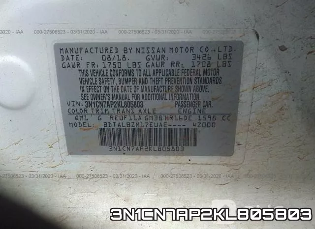 3N1CN7AP2KL805803 фото 10