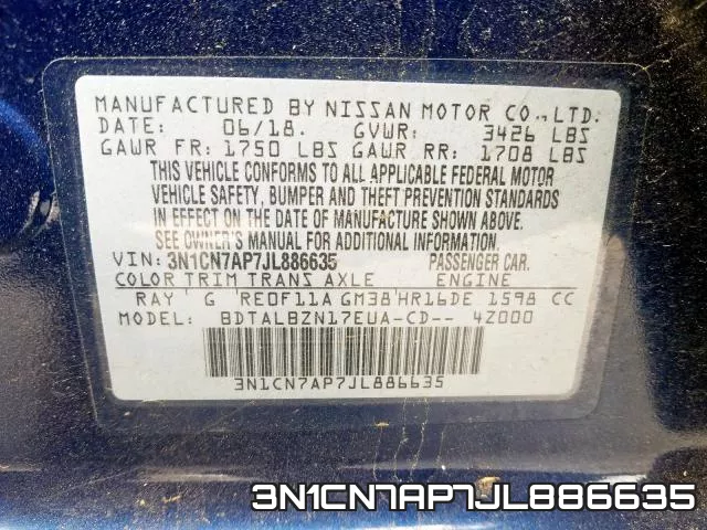 3N1CN7AP7JL886635 фото 2