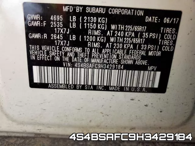 4S4BSAFC9H3429184 фото 2