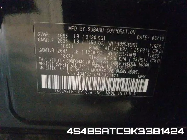 4S4BSATC9K3381424 фото 2