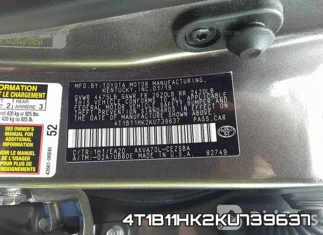 4T1B11HK2KU739637 фото 10