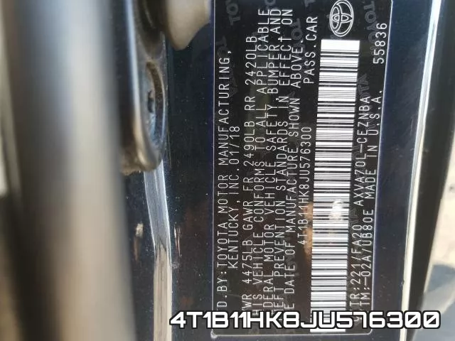 4T1B11HK8JU576300 фото 2