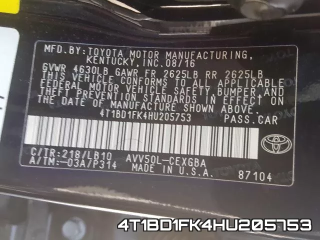 4T1BD1FK4HU205753 фото 2