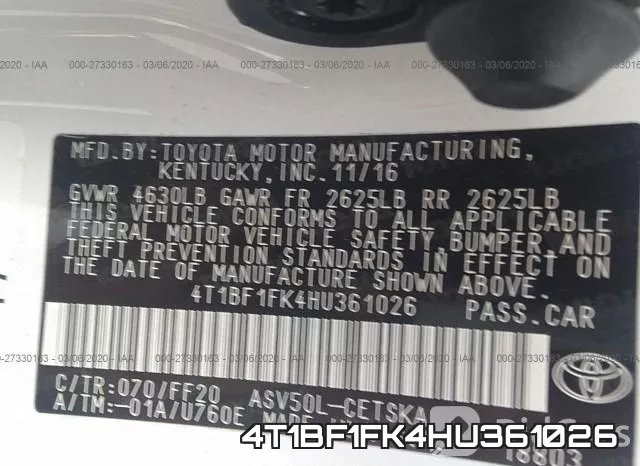 4T1BF1FK4HU361026 фото 10