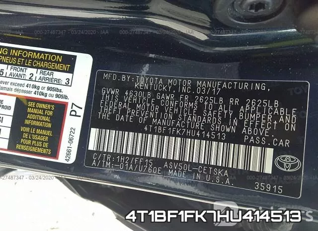 4T1BF1FK7HU414513 фото 10