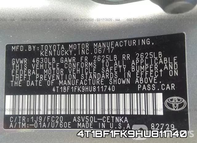 4T1BF1FK9HU811740 фото 10