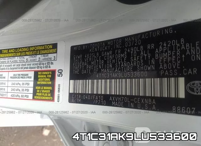4T1C31AK9LU533600 фото 10