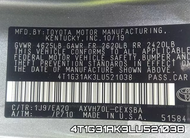 4T1G31AK3LU521038 фото 10