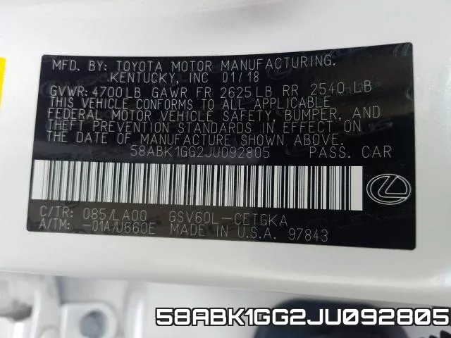 58ABK1GG2JU092805 фото 2